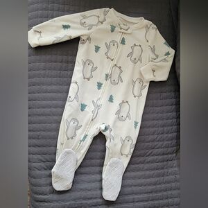 Carters fleece penguin pajama onsie with footies